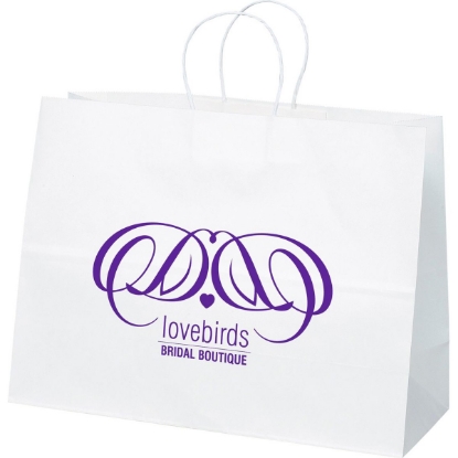 Promotional Vogue - White Shopper - Flexo Ink Print with Logo FX10WHS1612