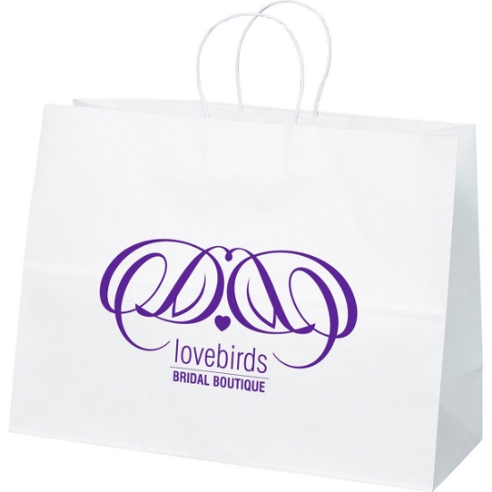 Promotional Vogue - White Shopper - Flexo Ink Print with Logo FX10WHS1612