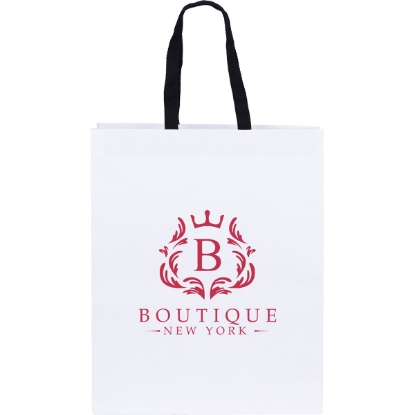 Promotional Teak - Woven Handle White Eurotote - Flexo Ink Print with Logo FX10WOH1316