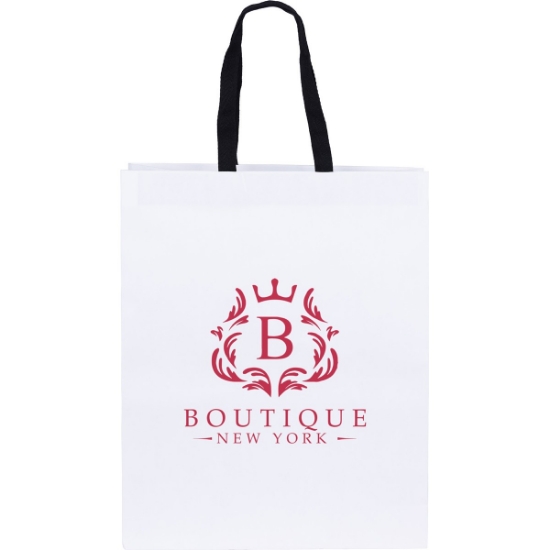 Promotional Teak - Woven Handle White Eurotote - Flexo Ink Print with Logo FX10WOH1316