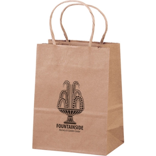 Promotional Eco Pup - Kraft-Brown Shopper - Flexo Ink Print with Logo FX11ECS0508