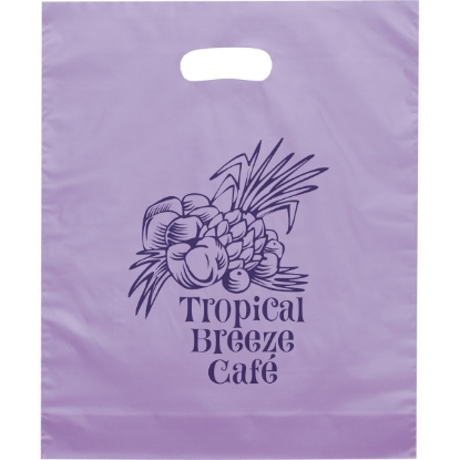 Promotional Orchid™- Frosted Brite Die Cut Handle - Flexo Ink Print with Logo FX21FRD1215