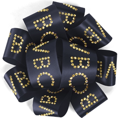 Custom 1½ Badge Satin Bow - Sparkle with Logo SP50BOW1506