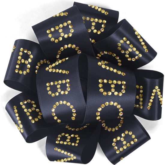 Custom 1½ Badge Satin Bow - Sparkle with Logo SP50BOW1506