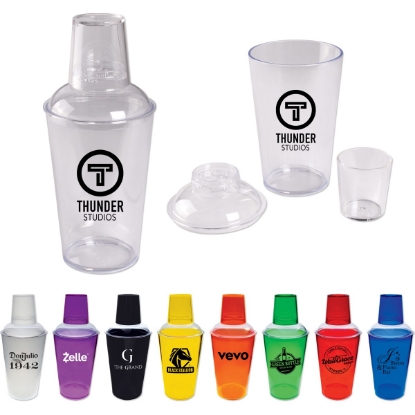 Custom 3 Piece Plastic Cocktail Shaker with Logo HDRK3