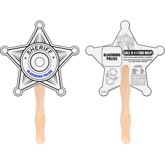 Custom Sheriff Badge Hand Fan with Logo HF15