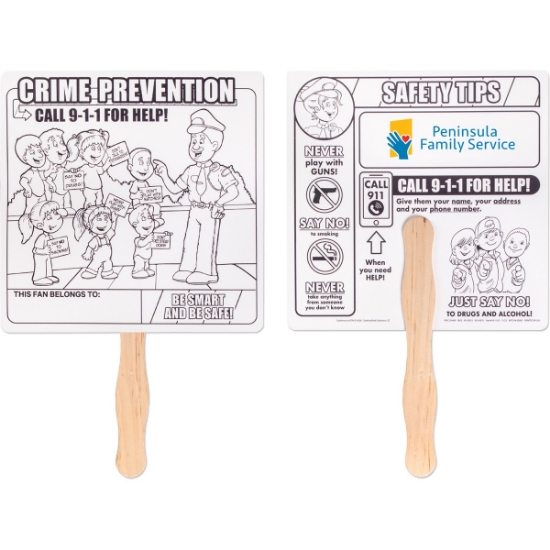 Custom Crime Prevention Hand Fan with Logo HF3