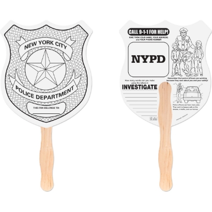Custom Police Badge Shaped Hand Fan with Logo HF8