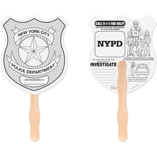 Custom Police Badge Shaped Hand Fan with Logo HF8