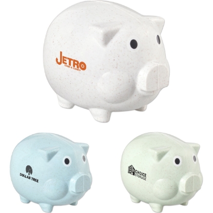 Custom Classic Wheat Piggy Bank with Logo PIGW2