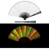 Promotional Light-up Foldout Hand Fan White/Black S91102X