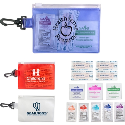 Custom First Aid in Zip Close Pouch with Carabiner with Logo AID2