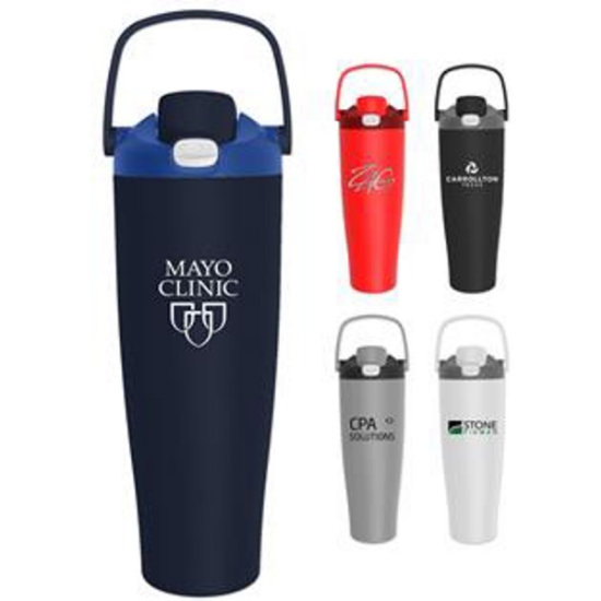 Custom 40 Oz Stainless Steel Travel Mug with Handle and Straw with Logo DRK46