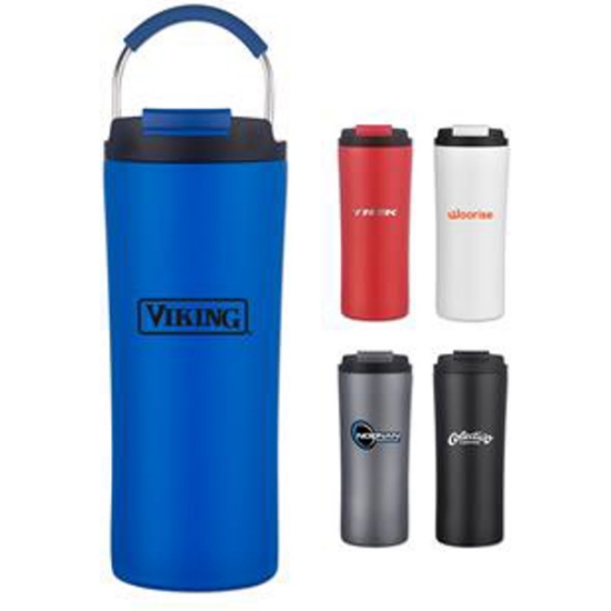 Custom 21 Oz Stainless Steel Vacuum Bottle with Easy Carry Handle and Dual Use Lid with Logo DRK47
