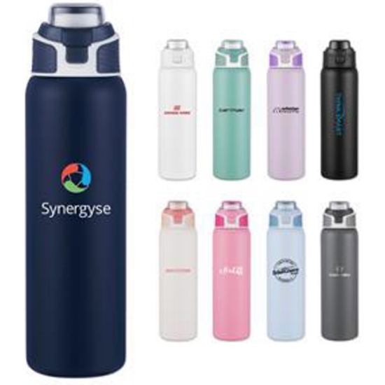 Custom 28 Oz Stainless Steel Vacuum Bottle with Easy Carry Handle Lid with Logo DRK49