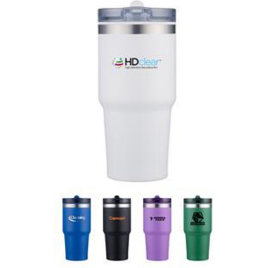 Custom 20 Oz Stainless Steel Outer Tumbler with Built in Straw Lid with Logo DRK51