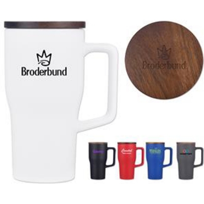 Custom 18 Oz Ceramic Mug with Wood Lid with Logo DRK52