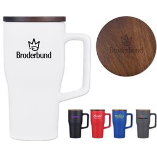Custom 18 Oz Ceramic Mug with Wood Lid with Logo DRK52