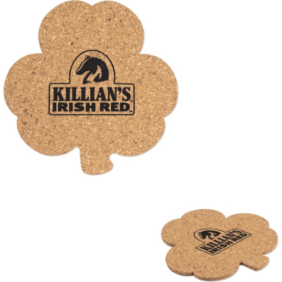 Custom Shamrock Cork Coaster with Logo S21326X