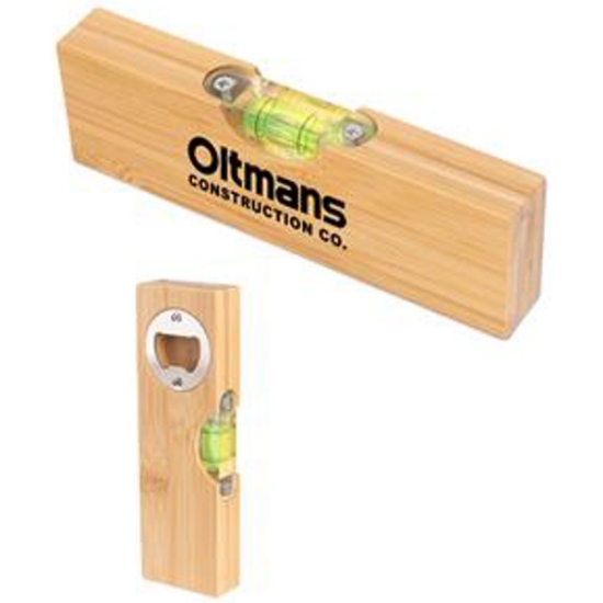 Custom 6 Bamboo Level with Bottle Opener with Logo S21409X