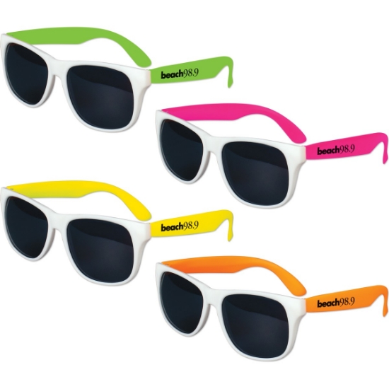 Custom White Frame Kids Classic Neon Sunglasses with Logo S36046X