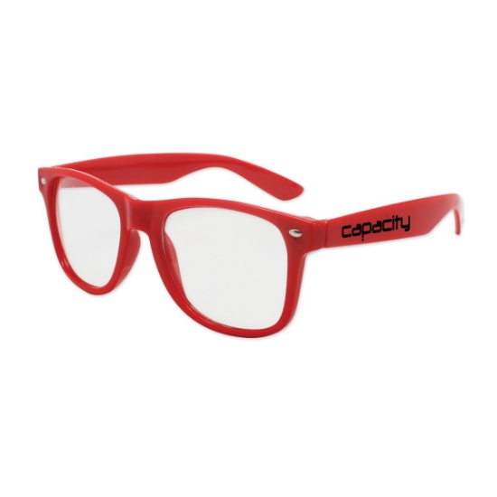 Custom Red Iconic Glasses w/ Clear Lenses with Logo S53011X