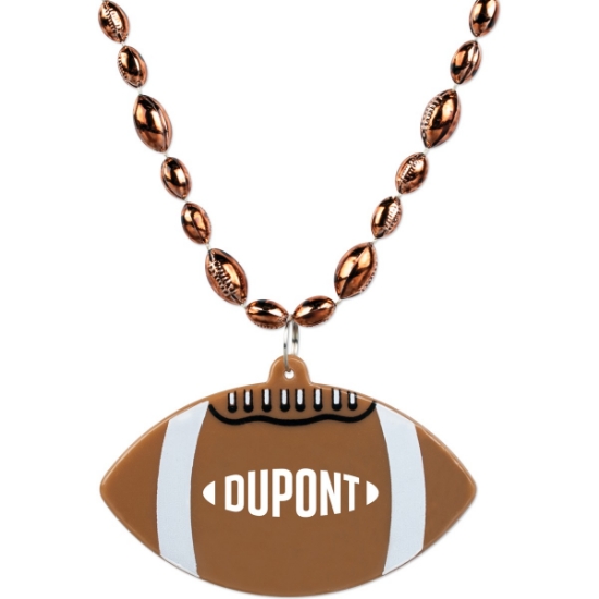 Custom Football Medallion w/ Football Beads with Logo S55088X