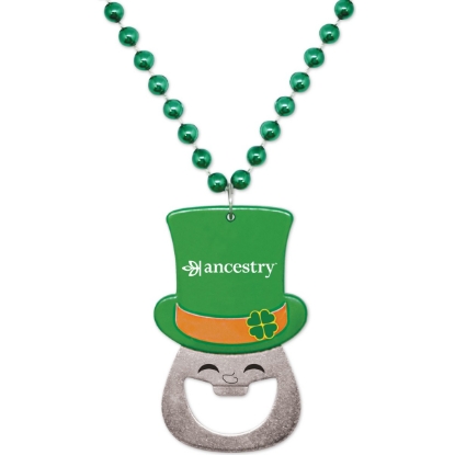 Custom Leprechaun Bottle Opener Medallion Beads with Logo S55110X