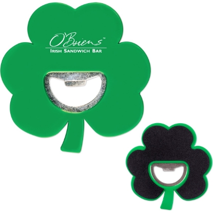Custom Shamrock Coaster Bottle Opener with Logo S55122X