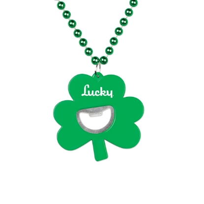 Custom Shamrock Bottle Opener Medallion Beads with Logo S55125X