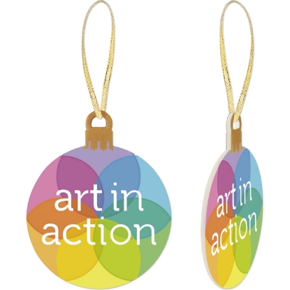Custom Flat Ornament with Ribbon with Logo S55170X