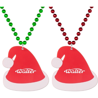 Custom Santa Hat Medallion Beads with Logo S55179X
