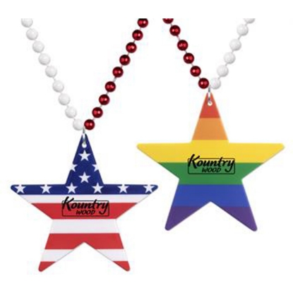 Custom Star Patriotic/Pride Medallion Beads with Logo S55198X