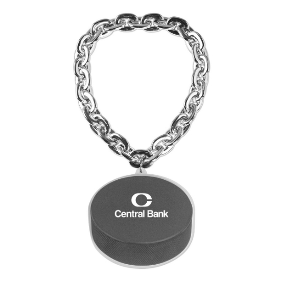 Custom Hockey EVA Puck Medallion with Jumbo Chain with Logo S55210X