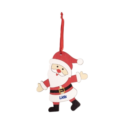 Custom Wooden Santa Ornament with Logo S6769X
