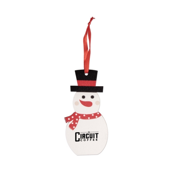 Custom Wooden Snowman Ornament with Logo S6770X