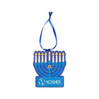 Custom Wooden Menorah Ornament with Logo S6779X