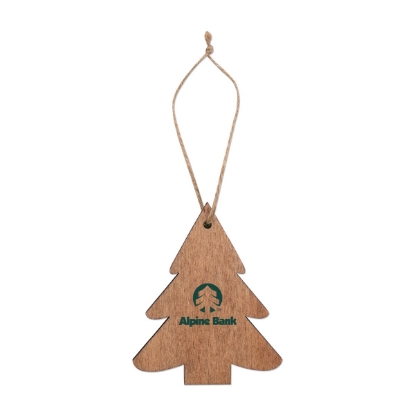 Custom Wooden Tree Ornament with Logo S71413X