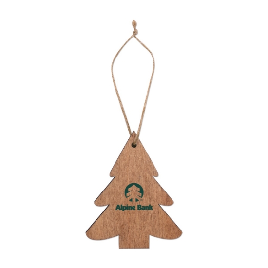 Custom Wooden Tree Ornament with Logo S71413X
