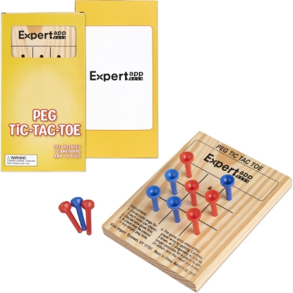 Custom Wooden Tic-Tac-Toe Peg Game with Logo S71487X