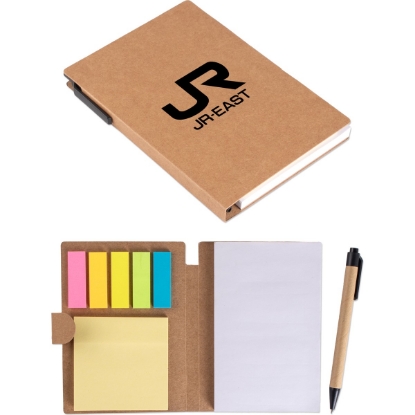Custom Kraft Notebook with Sticky Notes and Pen with Logo S94168X