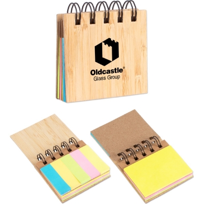 Custom Bamboo Pocket Sticky Notebook with Logo S94169X