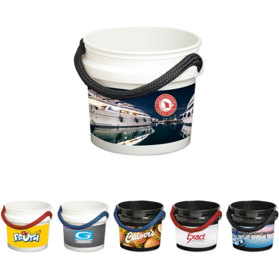 Custom 3.5 Gallon Custom Rope Handle Bucket with Logo SHTGBK