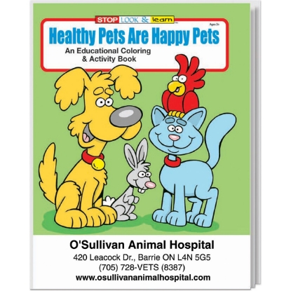 Custom Healthy Pets are Happy Pets Coloring Book with Logo WCB10