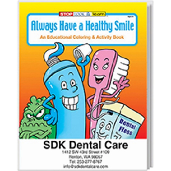 Custom Always Have A Healthy Smile Coloring Book with Logo WCB7