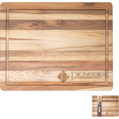 Custom 18 X 14 Teak Wood Cutting Board with Juice Groove with Logo WL1555X