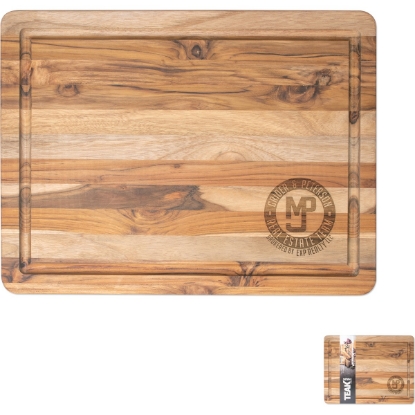 Custom 16 X 12 Teak Wood Cutting Board with Juice Groove with Logo WL1556X