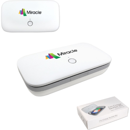 Custom Chi-Charge UV-C Phone Sanitizer Box with Wireless Charging Station with Logo WL1645-00X