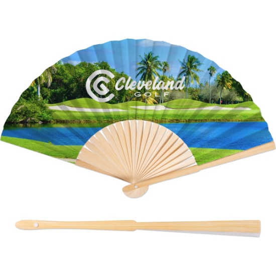 Custom Bamboo Foldout Fan with Logo WL1832