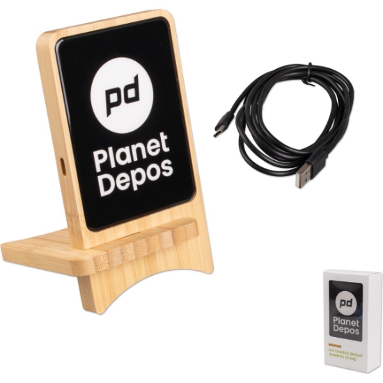 Custom Chi Charge Bright- Bamboo Stand with Logo WL1916X